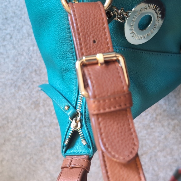 Isaac Mizrahi Turquoise and Tan Shoulder Bag - Picture 8 of 11